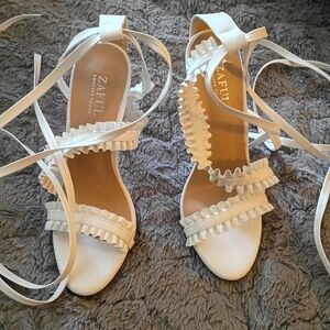 Zaful White Ruffle Strap Sandals